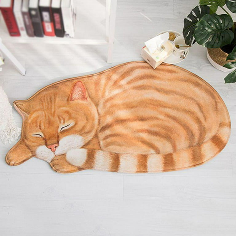Unique Sleeping Cat Floor Mat,Non-Slip Washable Cat Rug,Kids Play