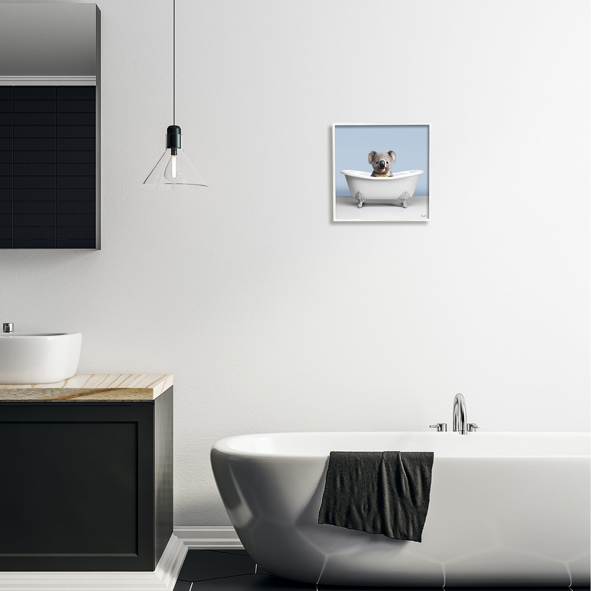 Stupell Industries Baby Koala in Bathtub Animals & Insects Painting White Framed Art Print Wall Art, 12 x 12
