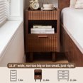 thumbnail image 6 of CQSXDA 2 Pack Fluted Wood Nightstands with Drawer and Open Storage, Modern Bedroom Bedside Side End Tables for Home Decor, Walnut, 6 of 20