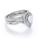 thumbnail image 3 of JeenMata Anillo de Bodas de Filigrana Cruzada con Ópalo de Fuego en Forma de Pera y Moissanita de 1,75 Quilates - Engaste de Doble Halo Pavé - Chapado en Oro Blanco de 18 K sobre Plata, 3 of 6