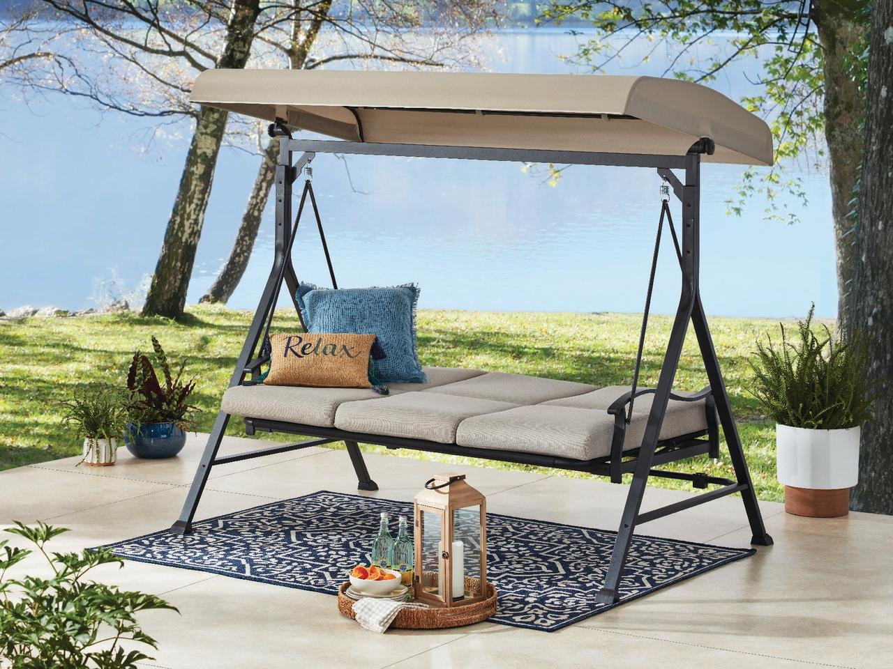Mainstays Belden Park 3 Person Convertible Daybed Outdoor Steel Porch
