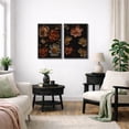 thumbnail image 5 of Framed Canvas Print Dark Floral Wall Art Set of 2 Botanical Decorative for Living Room Bedroom - 16"x24"x2 BLACK, 5 of 8