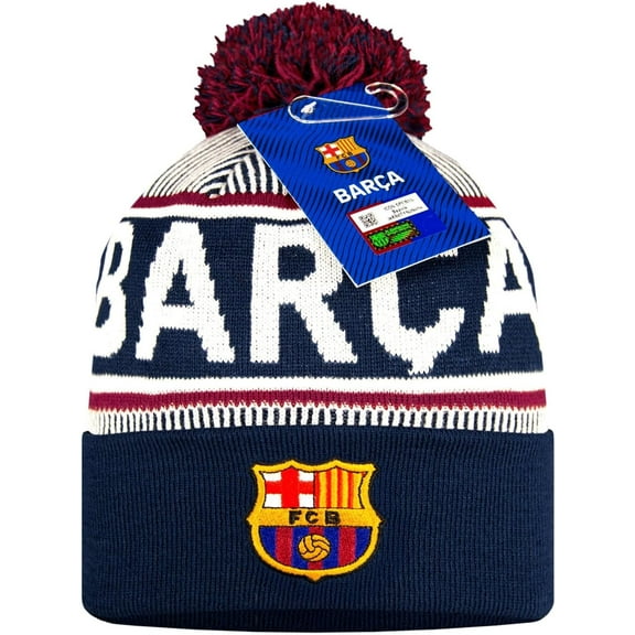Icon Sports FC Barcelona Pom Beanie Official Licensed Red/Blue Gradient