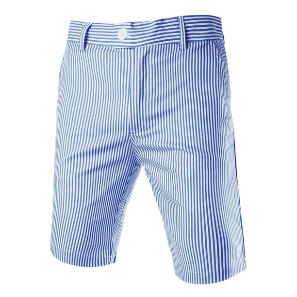 Pantalones Cortos De Rayas Verticales uxcell Azul Blanco 30