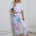 thumbnail image 2 of BLVB Womens Pajama Sets Short Sleeves Tops Jogger Harem Pants 2 Pieces Workout Lounge Outfits Set Tracksuits with Pockets, 2 of 5