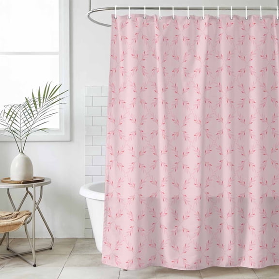 Pink Morocco Waterproof Fabric Shower Curtain,Geometric Leaf Diamond Lattice Abstract Waterproof Fabric Shower Curtain for Bathroom Curtains Bathtubs Shower Curtains with 12 Hooks Standard 66x72