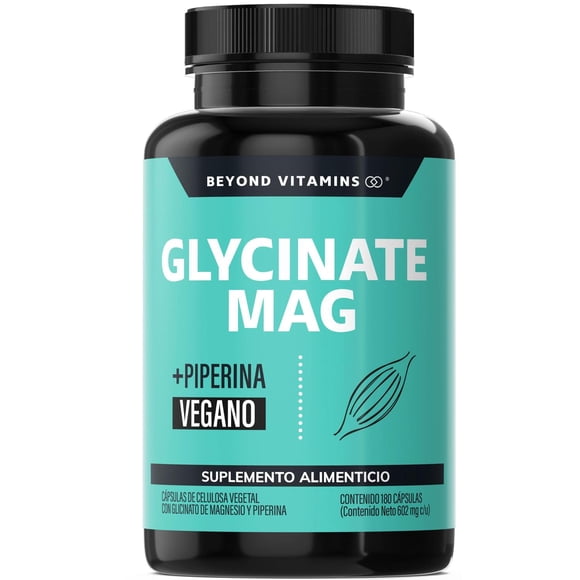 Suplemento Alimenticio Vegano Beyond Vitamins Glicinato de Magnesio 2400mg Fortalecido con Piperina