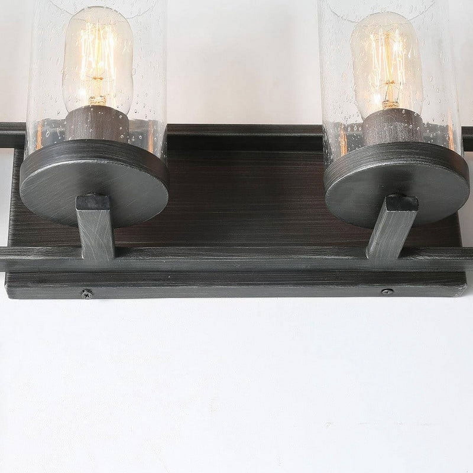 LNC 4-Light Bushed Grey with Seed Glass Farmhouse Bathroom Vanity Light
