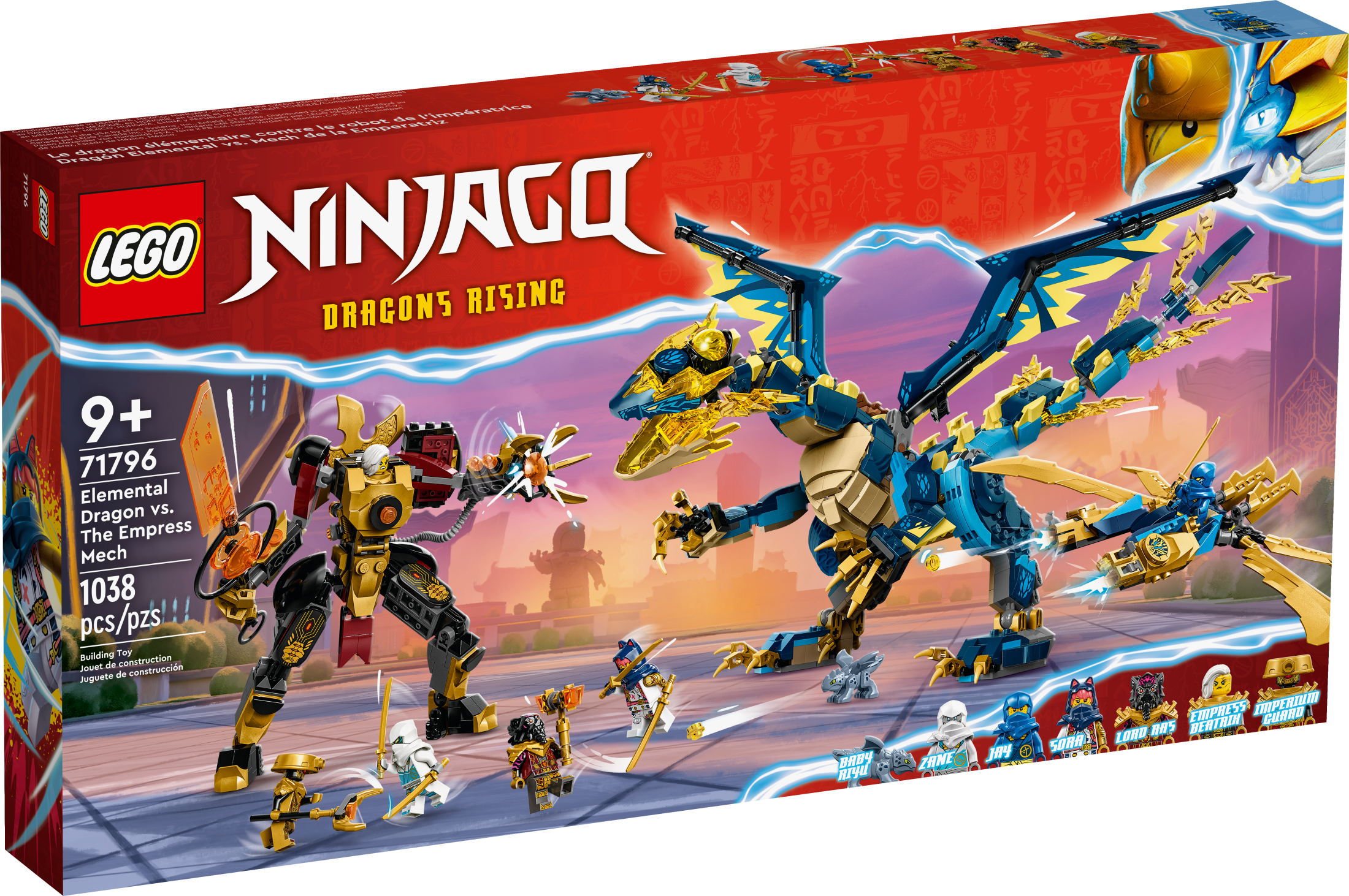 LEGO NINJAGO Elemental Dragon vs. The Empress Mech 71796 Building Toy Set,  Features a Dragon, Mech, Ninja Flyer and 6 Minifigures, Gift for Boys and  
