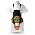 thumbnail image 3 of Monkey Apron Funny Hipster Animal Chimpanzee Character Portrait with Colorful Geometric Glasses, Unisex Kitchen Bib Apron with Adjustable Neck for Cooking Baking Gardening, Multicolor, by Ambesonne, 3 of 3