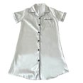 thumbnail image 5 of Voncos Nightgowns for Women Loose Solid Color Button Up Silk Shirt Gifts Short Sleeve Womens Lounger Sleep Dress White Size M, 5 of 5