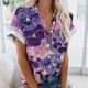thumbnail image 1 of Fiudx Ofertas de La Semana Blusas de Manga Corta Estampadas con Flores y Plantas Cómodas Informales Regulares para Mujer a La Moda, 1 of 5