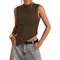 thumbnail image 2 of Women'S Sleeveless Tank Tops Slim Fitted Shirts Casual Going Out Clothes Brown M, 2 of 9