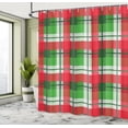 thumbnail image 4 of Ambesonne Plaid Shower Curtain, Old School Tartan Art Design, 69"Wx84"L, Dark Pink and Fern Green, 4 of 4