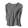 thumbnail image 3 of UAMVSH 2 Pack Long Sleeve Thermal Undershirts for Women Fleece Lined Scoop Neck Slim Base Layer Tee Underwear Tops, 3 of 3