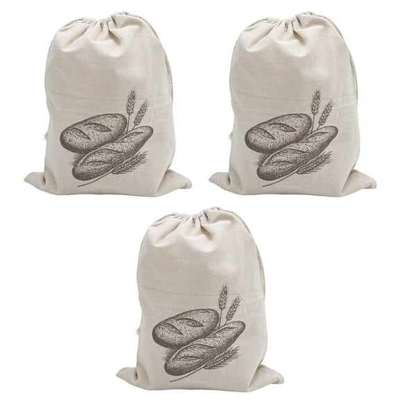 Reusable Bread Storage Bags, Cotton Linen Material & Drawstring Design, 3 Pcs for Homemade Sourdough