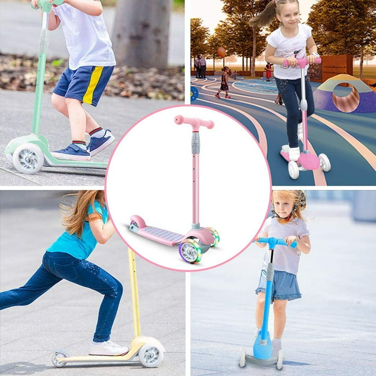67i Scooters for Kids Scooters 3 Wheel for Toddler Scooter for Girls Boys 4 Adjustable Height Lean to Steer with Wide Deck PU Flashing Wheels for