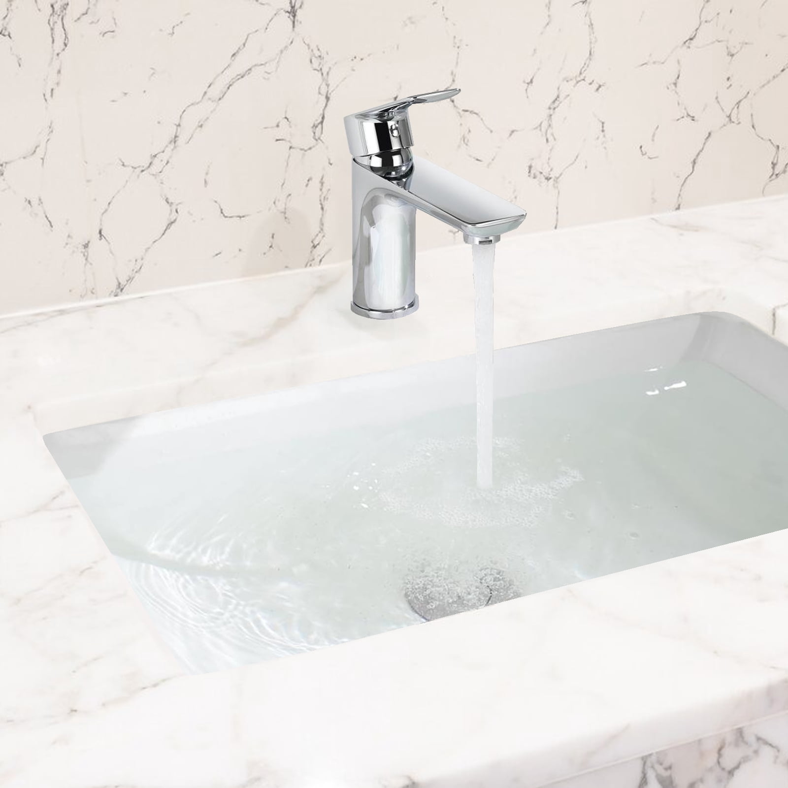 Chrome Single Handle Lavatory Basin Sink Faucet - Brass Bathroom Sink Faucet Hot and Cold
