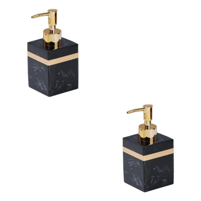 Ruiboury Distributeur de Savon en Résine Réutilisable pour Table Cuisine Douche Shampoing Salle de Bain Noir 250 ml 2 Ensembles