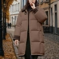 thumbnail image 2 of Breezora Women Longline Corduroy Collar Puffer Coat Quilted Warm Winter Jacket Casual Elegant XL Size Coffee, 2 of 4