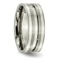 thumbnail image 3 of Titanium Grooved Sterling Silver Inlay 8mm Brushed Band, 3 of 7