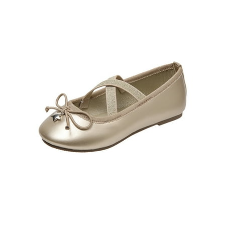 

Gomelly Girl s Flats Cross Strap Ballet Flat Bowknot Mary Jane Fashion Princess Dress Shoes Kids Girls Golden 6.5C