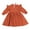 Orange, variant on BULLPIANO Girl's Solid Color Dress Ruffle Trim Long Sleeve Round Neck Flared Dress Casual Beach Party Dresses