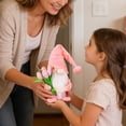 thumbnail image 5 of Spring Decor, 15in Handmade Plush with Tulip Bouquet Decorations for Home Classroom Office Shop, Mother's Day Teachers' Day Easter Gifts (1, Pink), 5 of 7