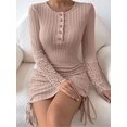 thumbnail image 5 of Vestido Midi de encaje ajustado de punto de manga larga con cuello en V para mujer, vestidos sexys con botones para otoño e invierno, 2024, 5 of 5