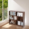 thumbnail image 6 of 3-Tier Bookshelf,7 Cubes Wooden Bookcase,Open Freestanding Display Storage Shelves,Modern Storage Display Cabinet for Home Office, Living Room, Bedroom (Dark Oak Color, 100cm/39.37in), 6 of 9