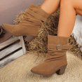 thumbnail image 3 of Pandaie Slouchy Ankle Boots for Womens Cowboy Pointed Toe Low Heel Buckle Strap Classic Cowgirl Fall Booties Size 6-9.5, 3 of 6