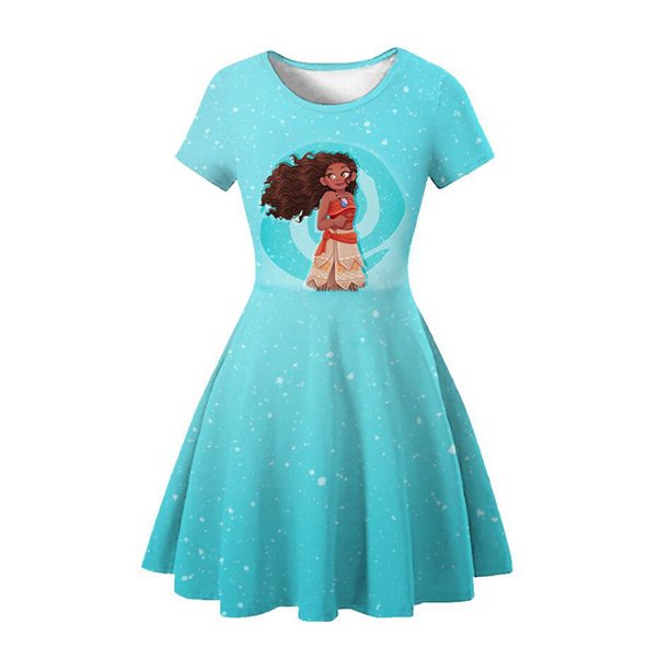 Summer Baby Girl Frozen Princess Elsa Anna Blancanieves Vestido de fiesta Jasmine Mermaid Ariel Dibujos animados 3D Imprimir Ropa casual Vestido5-6T (Etiqueta 130) Gao Jinjia LED