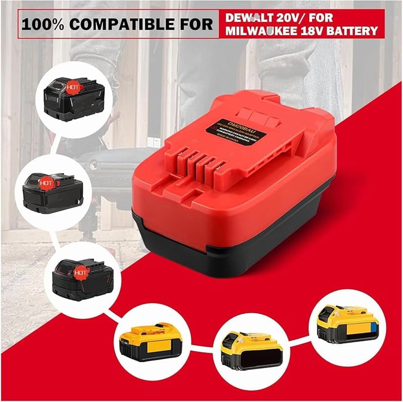 for Dewalt & for Milwaukee to for Bauer Battery Adapter, Fit for Dewalt 18v-20v & for Milwaukee 18v M18 Lithium Batteries, Work for Bauer Series 20V MAX Cordless Tool