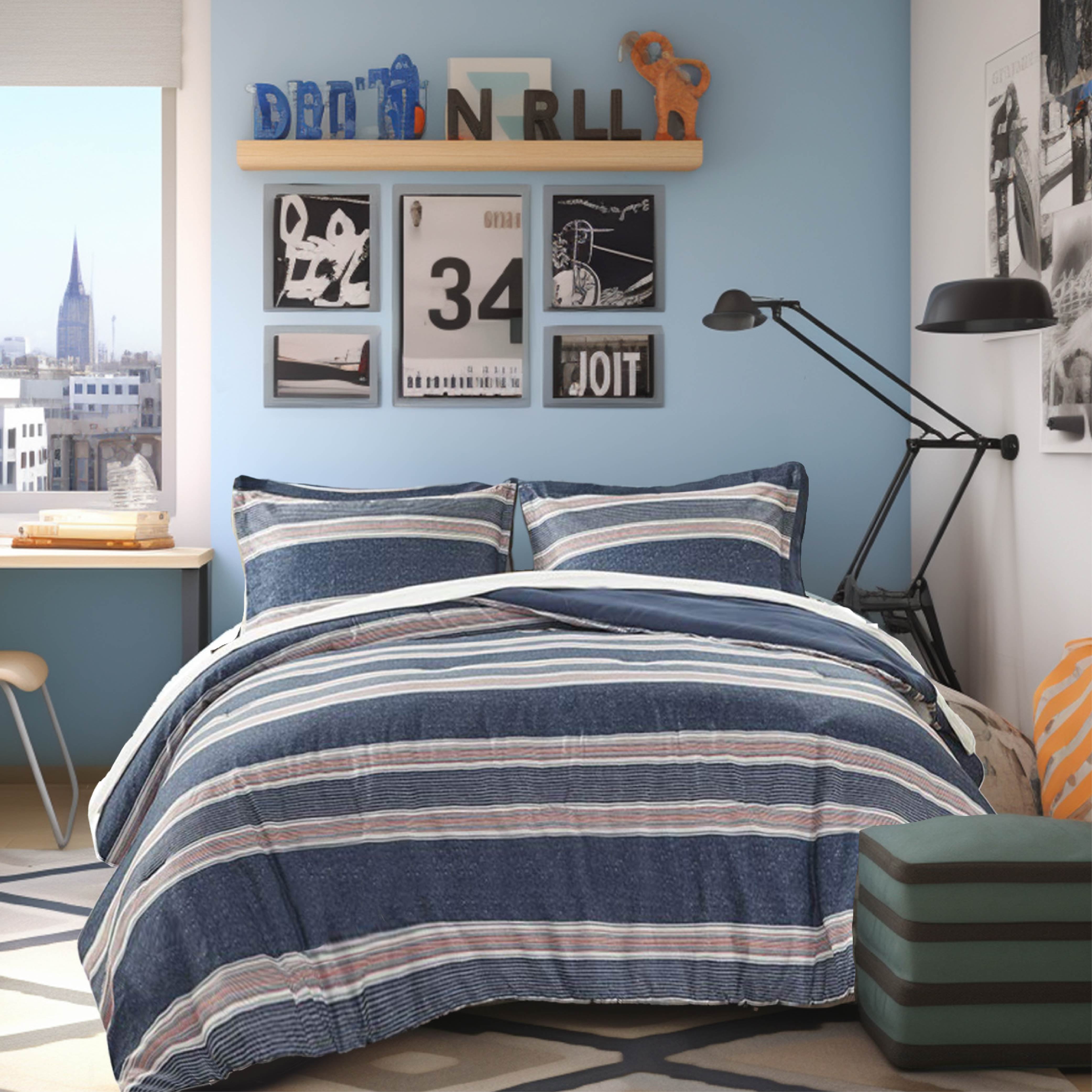 Comfort Spaces College Dorm Comforter Sets Microfiber 9Piece Queen Bed