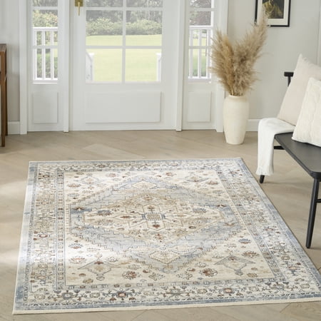 Nourison Pardis 5'3" x 7' Blue Taupe Vintage Indoor Rug