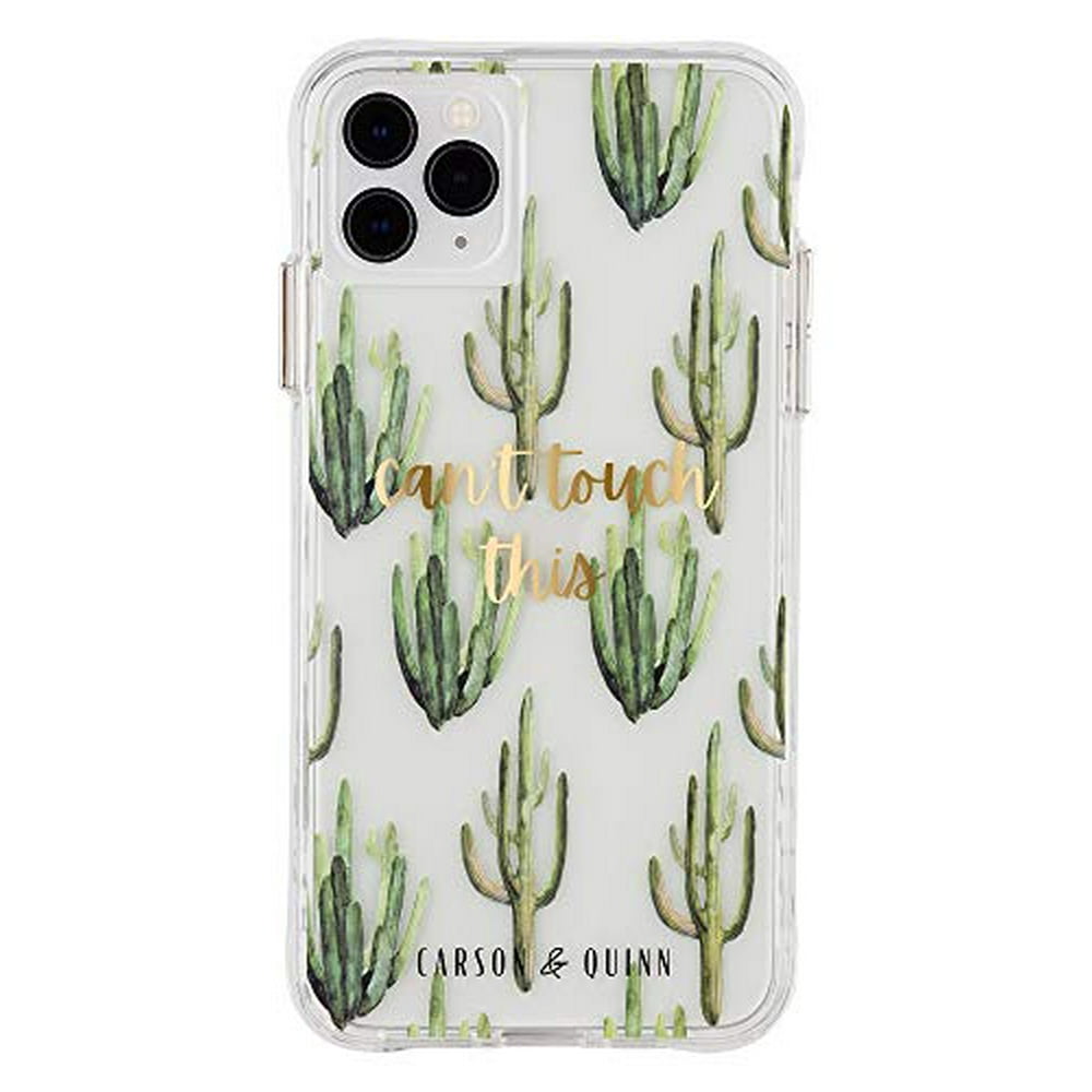 Carson & Quinn Hybrid Case for iPhone 11 Pro Max/Xs Max Clear/Cactus Pattern