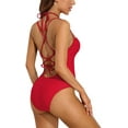 thumbnail image 4 of Alove Women Deep V Monokini Tie Back Swimsuit Sexy Bathing Suit 1 Piece, 4 of 7