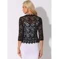 thumbnail image 3 of DARING DIVA Floral Lace Shrugs 3/4 Sleeves Elegant Bolero Cardigan M Black, 3 of 6