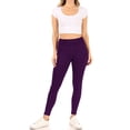 thumbnail image 4 of Women's Full Length Stretch High Waist Zip Pocket Workout Yoga Running Seamless Leggings Purple M, 4 of 5