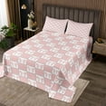 thumbnail image 2 of Erosebridal Pink Checkered Coverlet Set King, Kawaii Bow Coverlet Set King, Geometry Grid Room Decor 3-Piece, 2 of 5
