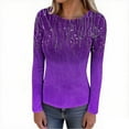 thumbnail image 5 of Lcziwo Ribbed Long Sleeve Shirts for Women Crew Neck Soft Stretchy Printed Tops Casual Fall Fashion 2025 Blouses Purple,XXL, 5 of 8