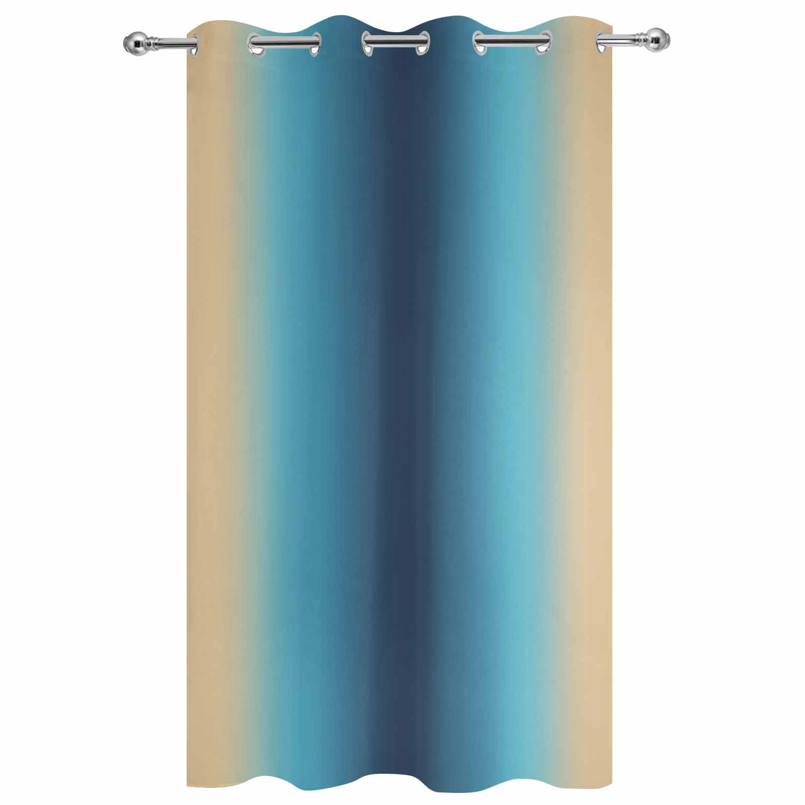 1 Panel Outdoor Curtains for Patio Waterproof 54"x84", Blue Teal Yellow Ombre Weatherproof Privacy Outsides Curtains, Farmhouse Modern Gradient Art Grommet Thermal Drapes for Cabana Porch Pergola