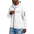 thumbnail image 6 of Nestiefly Cargo Hoodies For Men Zip Up Hooded Sweatshirt Athletic Jackets Lightweight Long Sleeve Jacket With Pockets White 2XL, 6 of 8