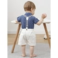 thumbnail image 5 of CARETOO Baby Boy Clothes Suits Infant Gentleman Outfits Suspender Pants Wedding Set 3-6 Months 3pcs, 5 of 15