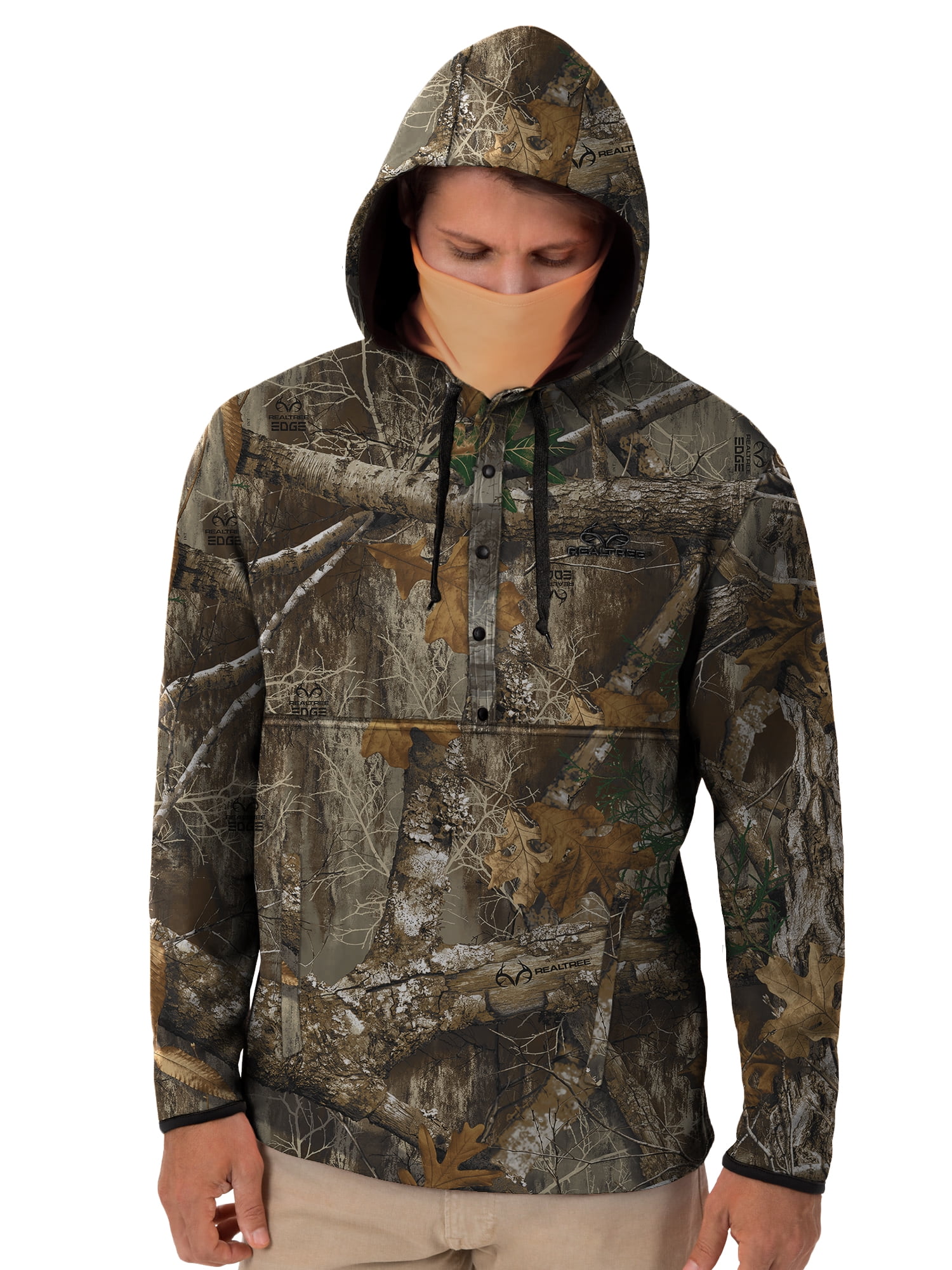 Men's Heavyweight Fleece Henley Hoodie with Drawstring Cord