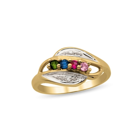 Personalized Bypass Birthstone Family Ring in 14K Gold by Jewlster