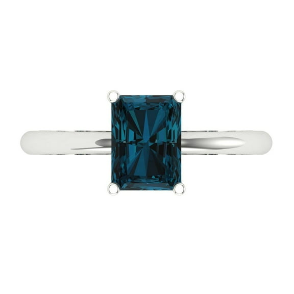 Clara Pucci 14K White Gold 1.75ct LondonBlueTopaz Solitaire Ring for Women