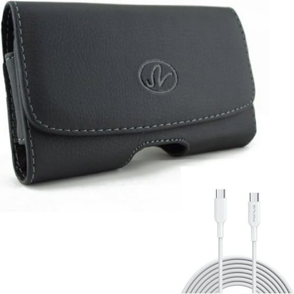 Case Belt Clip w 10ft Long Type-C Cable for Samsung Galaxy A53 5G,A33 5G Phones - Leather Swivel Holster Loops, Fast Charger Cord PD Power Wire