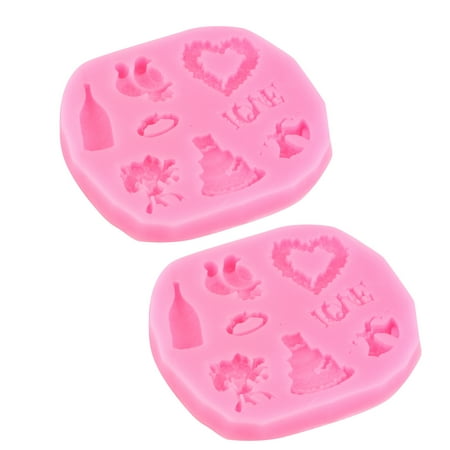 

2Pcs Wedding Silicone Fondant Chocolate Molds Cake Molds DIY Baking Molds