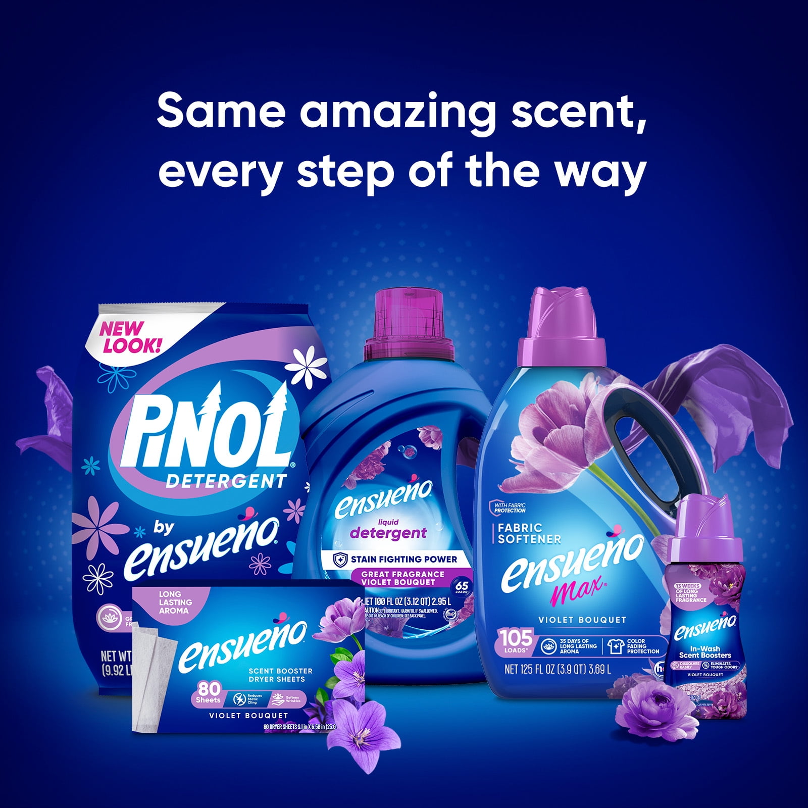 (4 pack) Pinol By Ensueño Powder Laundry Detergent - Floral Scent (4.5Kg), 50 Loads